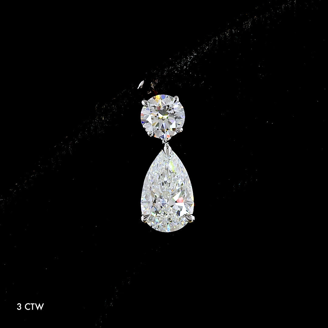 Round and Pear Lab Grown Diamond Drop Earrings