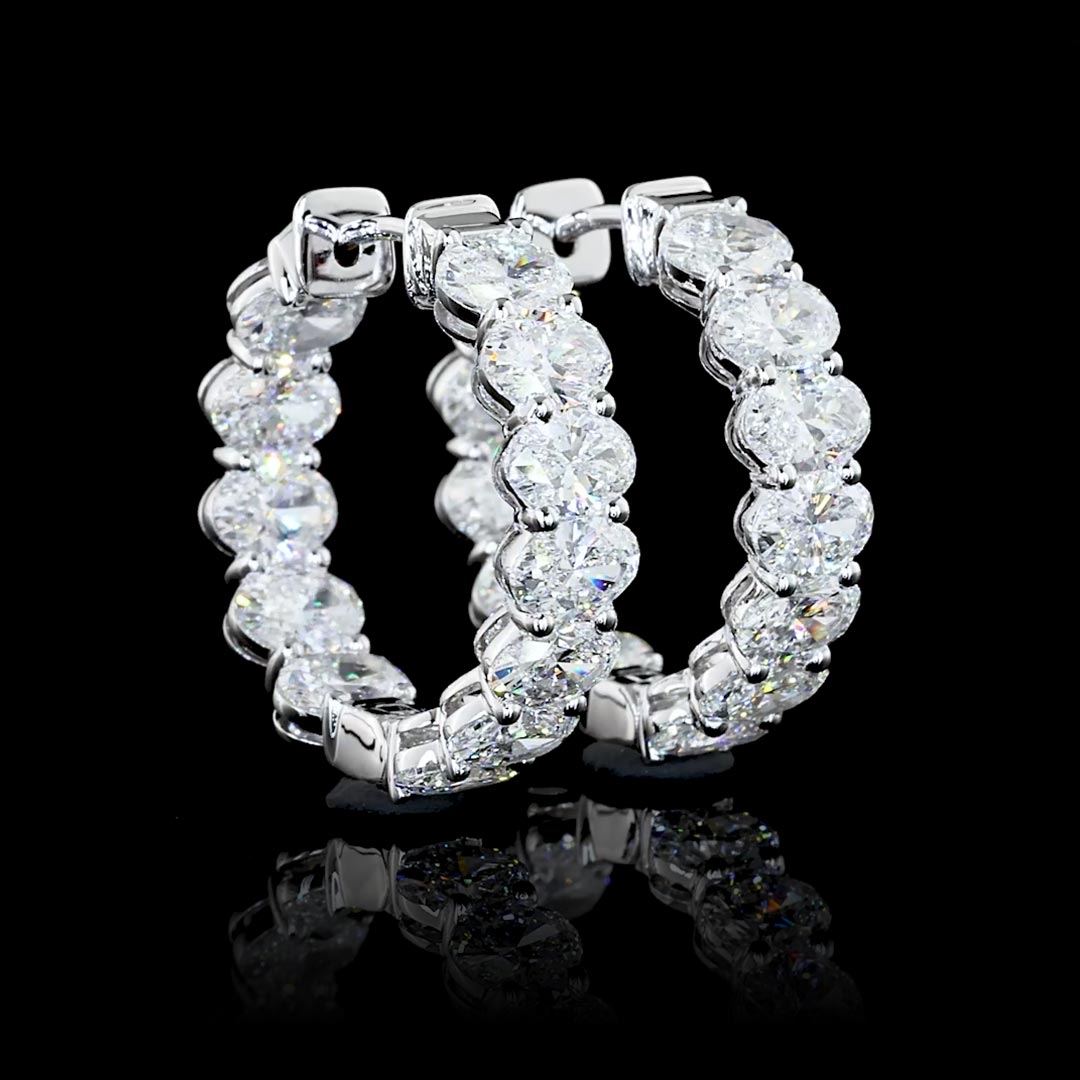 5 CTW East-West Oval Lab Grown Diamond Inside Out Small Hoop Earrings