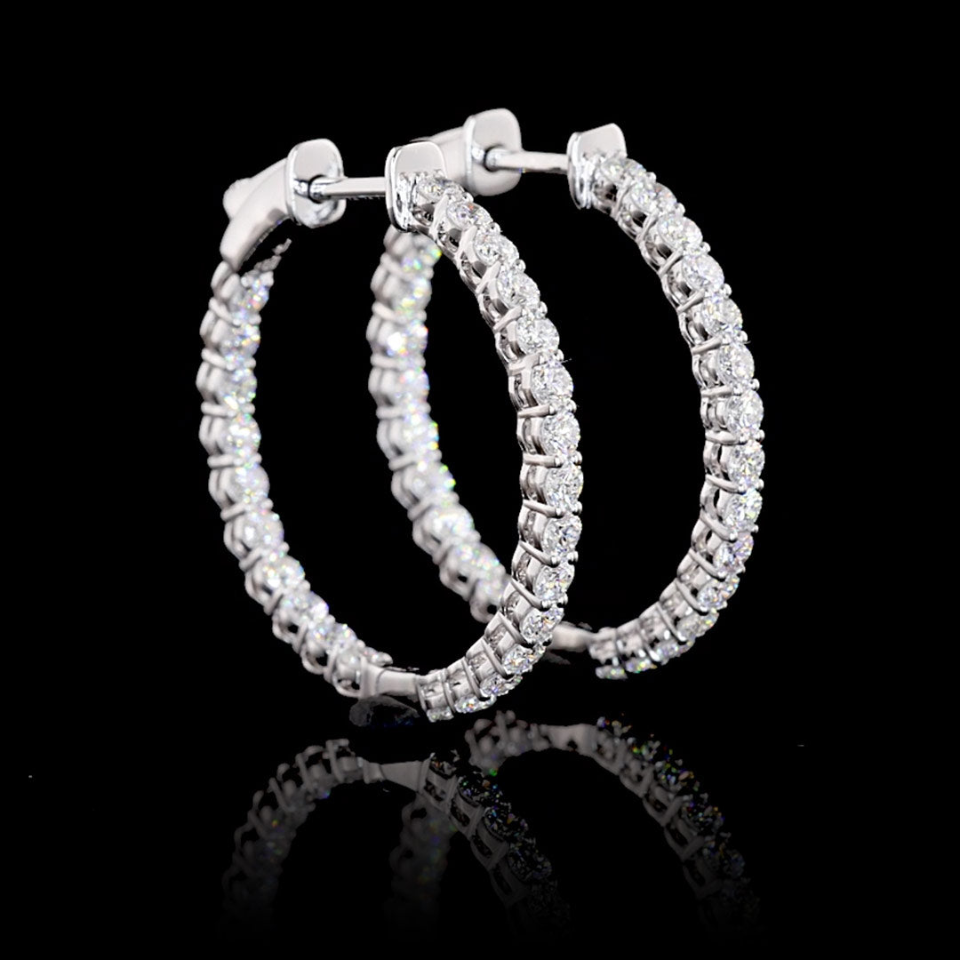 1 CTW Round Lab Grown Diamond Inside Out Hoop Earrings, 25mm