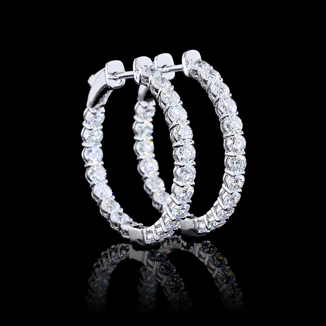 2 CTW Round Lab Grown Diamond Inside Out Hoop Earrings, 23mm