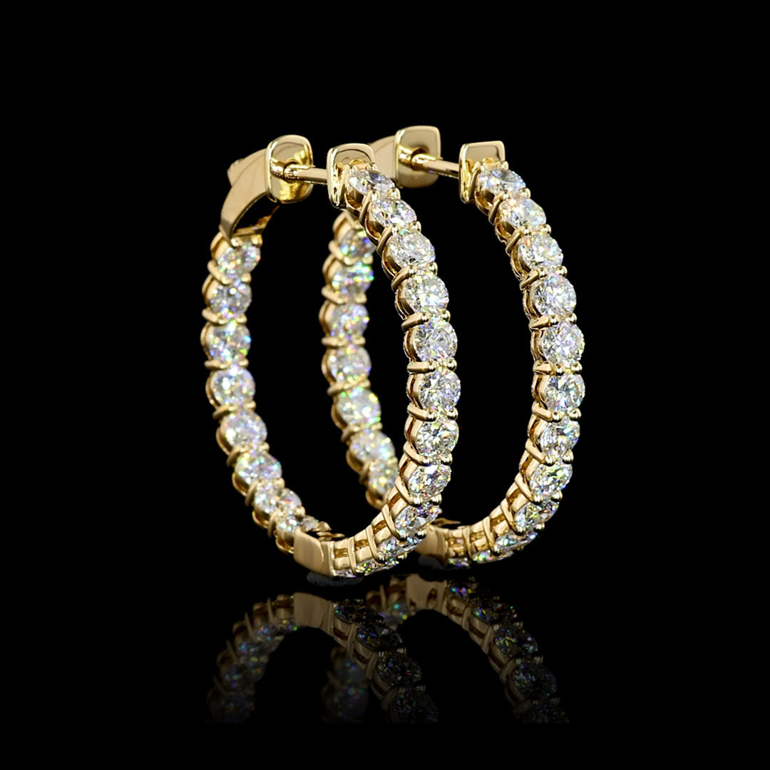 2 CTW Round Lab Grown Diamond Inside Out Hoop Earrings, 23mm