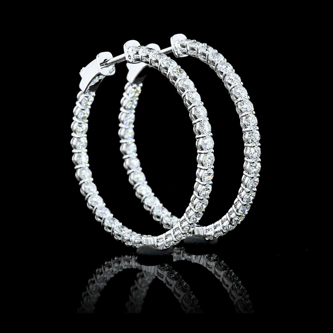 2 CTW Round Lab Grown Diamond Inside Out Hoop Earrings, 27mm
