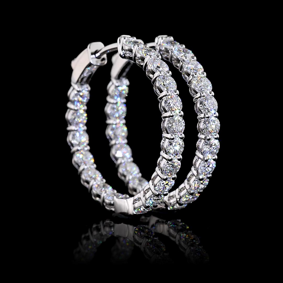 3 CTW Round Lab Grown Diamond Inside Out Hoop Earrings, 25mm