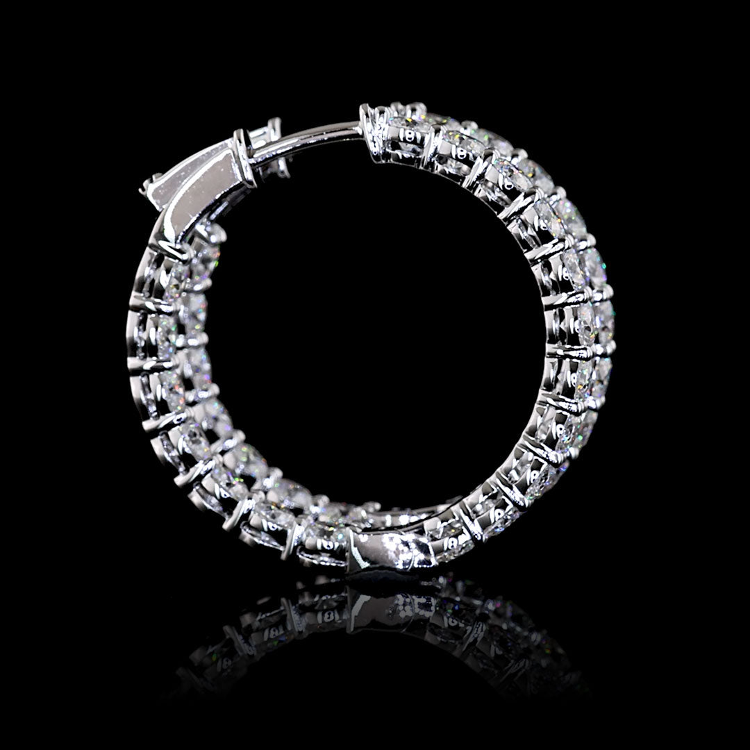 3 CTW Round Lab Grown Diamond Inside Out Hoop Earrings, 25mm