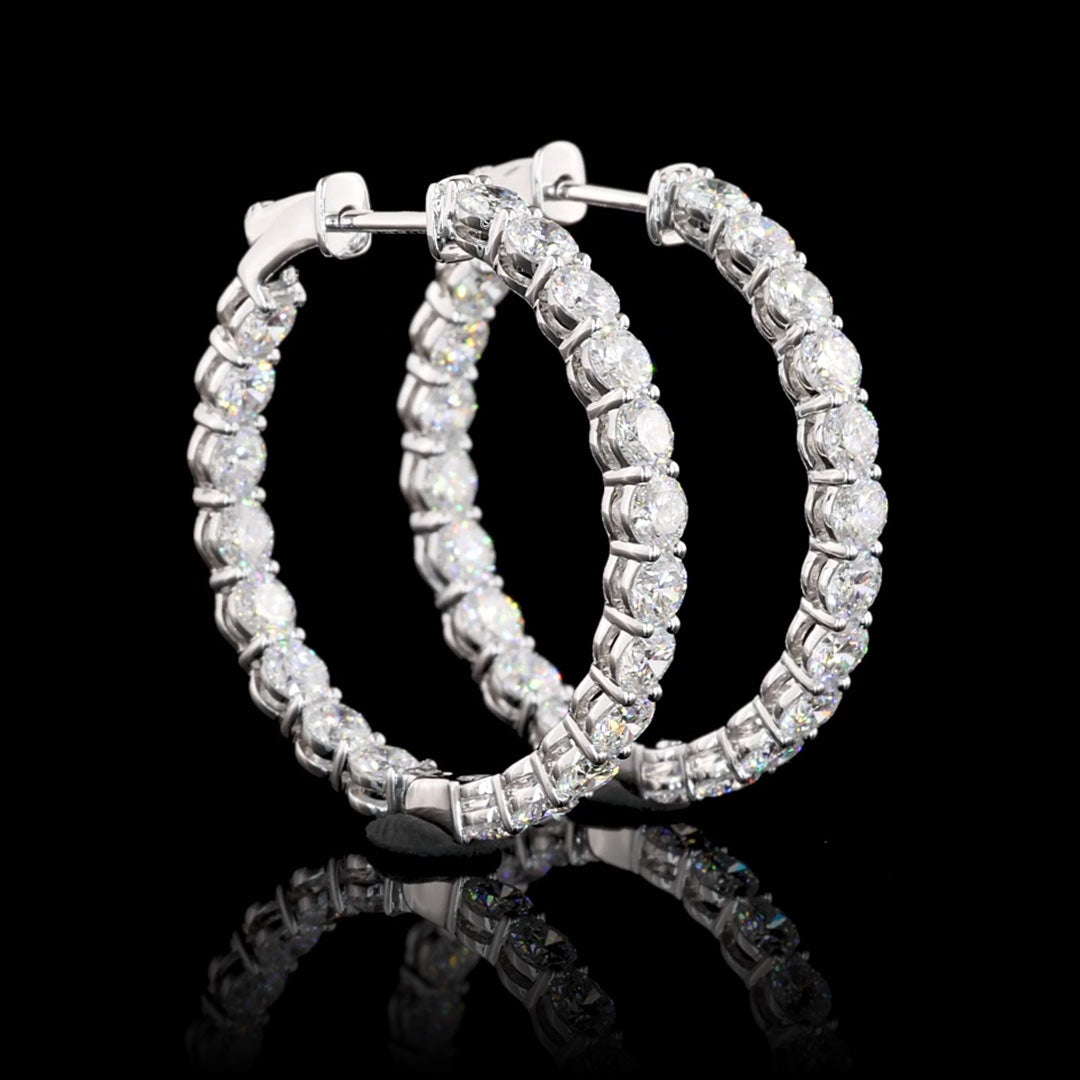 4 CTW Round Lab Grown Diamond Inside Out Hoop Earrings, 28mm