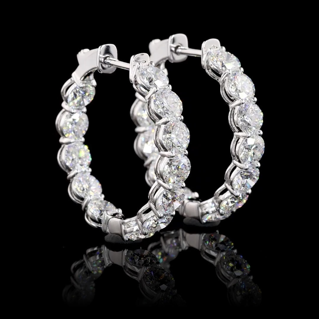 5 CTW Round Lab Grown Diamond Inside Out Hoop Earrings, 25mm