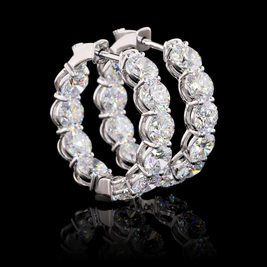 6.5 CTW Round Lab Grown Diamond Inside Out Hoop Earrings, 25mm