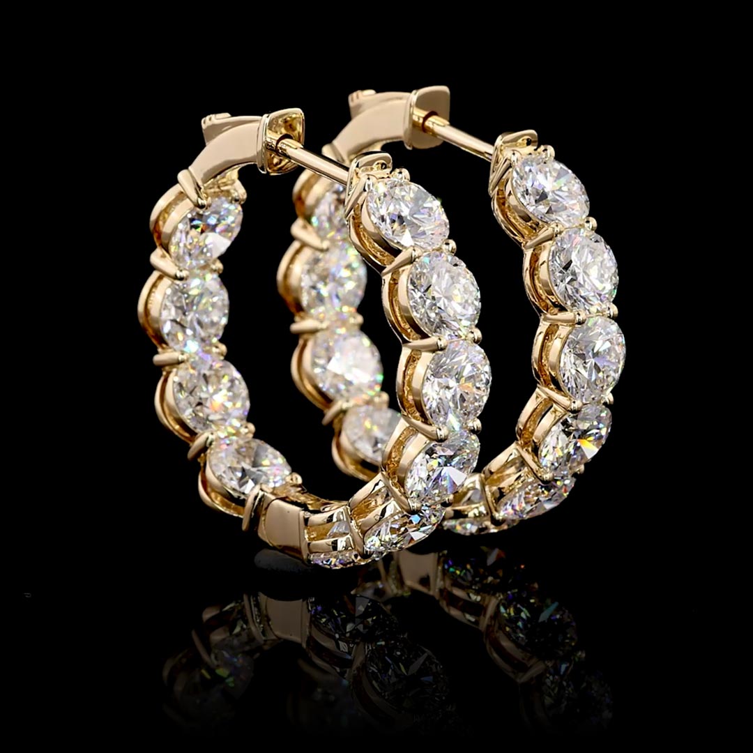 6.5 CTW Round Lab Grown Diamond Inside Out Hoop Earrings, 25mm