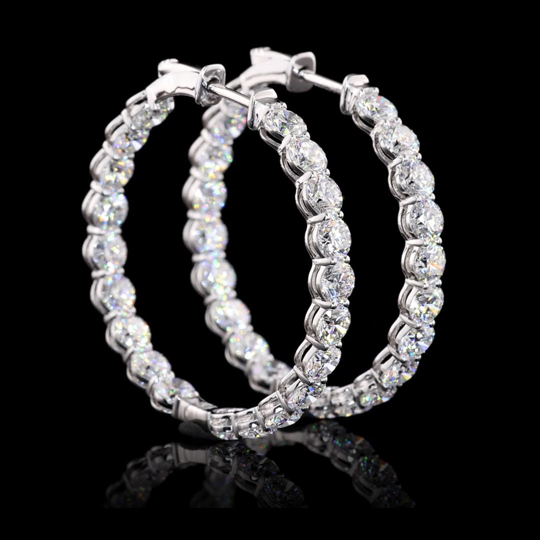 6 CTW Round Lab Grown Diamond Inside Out Hoop Earrings, 32mm