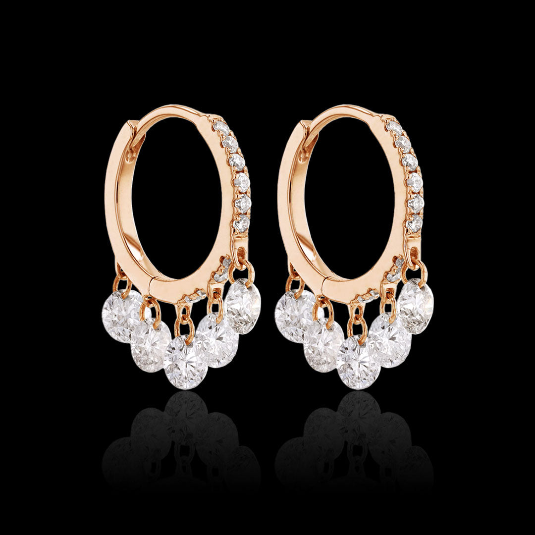 Pierced Diamond Pave Huggie Earrings, 12mm