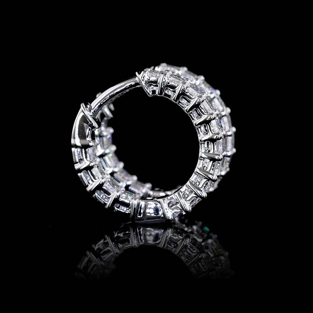 1.5 CTW East-West Emerald Lab Grown Diamond Inside Out Huggie Earrings