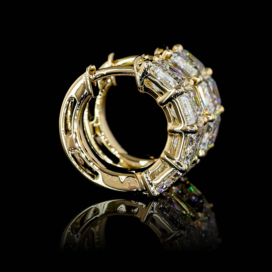 4 CTW East-West Emerald Lab Grown Diamond Huggie Earrings