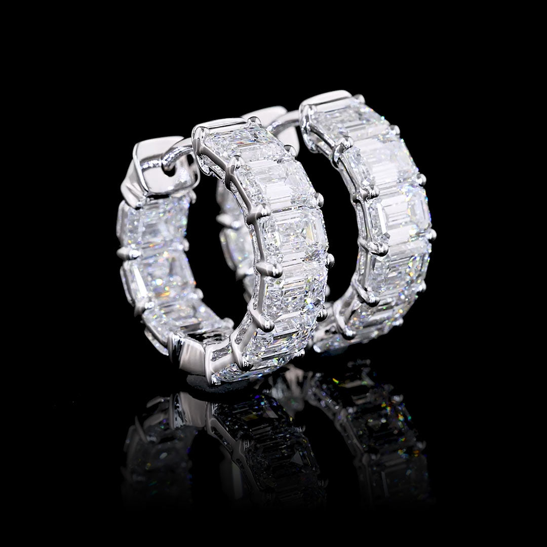 4 CTW East-West Emerald Lab Grown Diamond Inside Out Inside Out Huggie Earrings