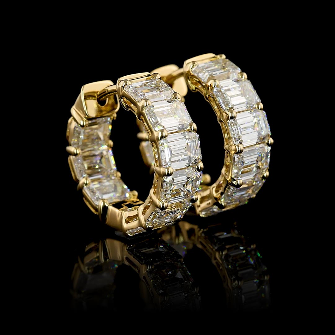 4 CTW East-West Emerald Lab Grown Diamond Inside Out Inside Out Huggie Earrings