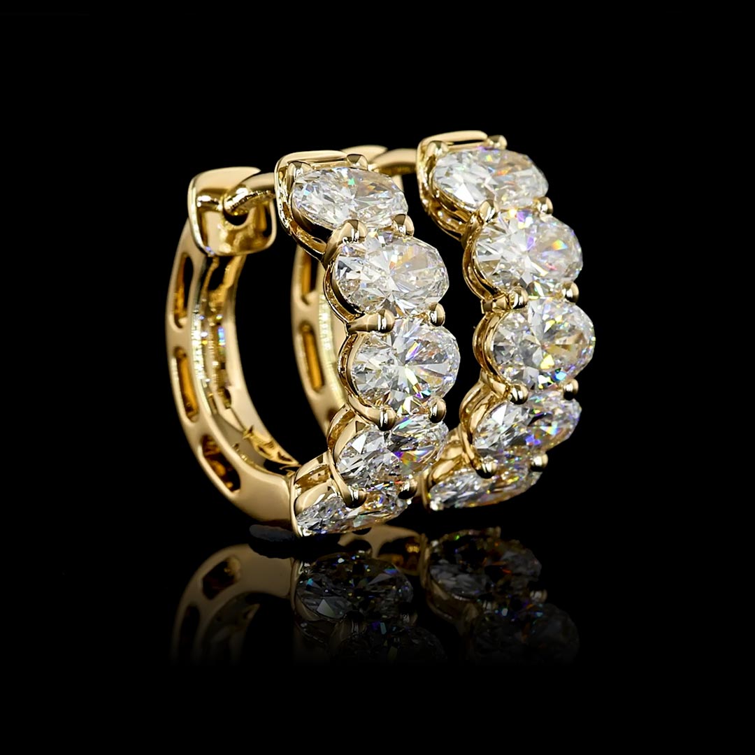 2 CTW East-West Oval Lab Grown Diamond Huggie Earrings
