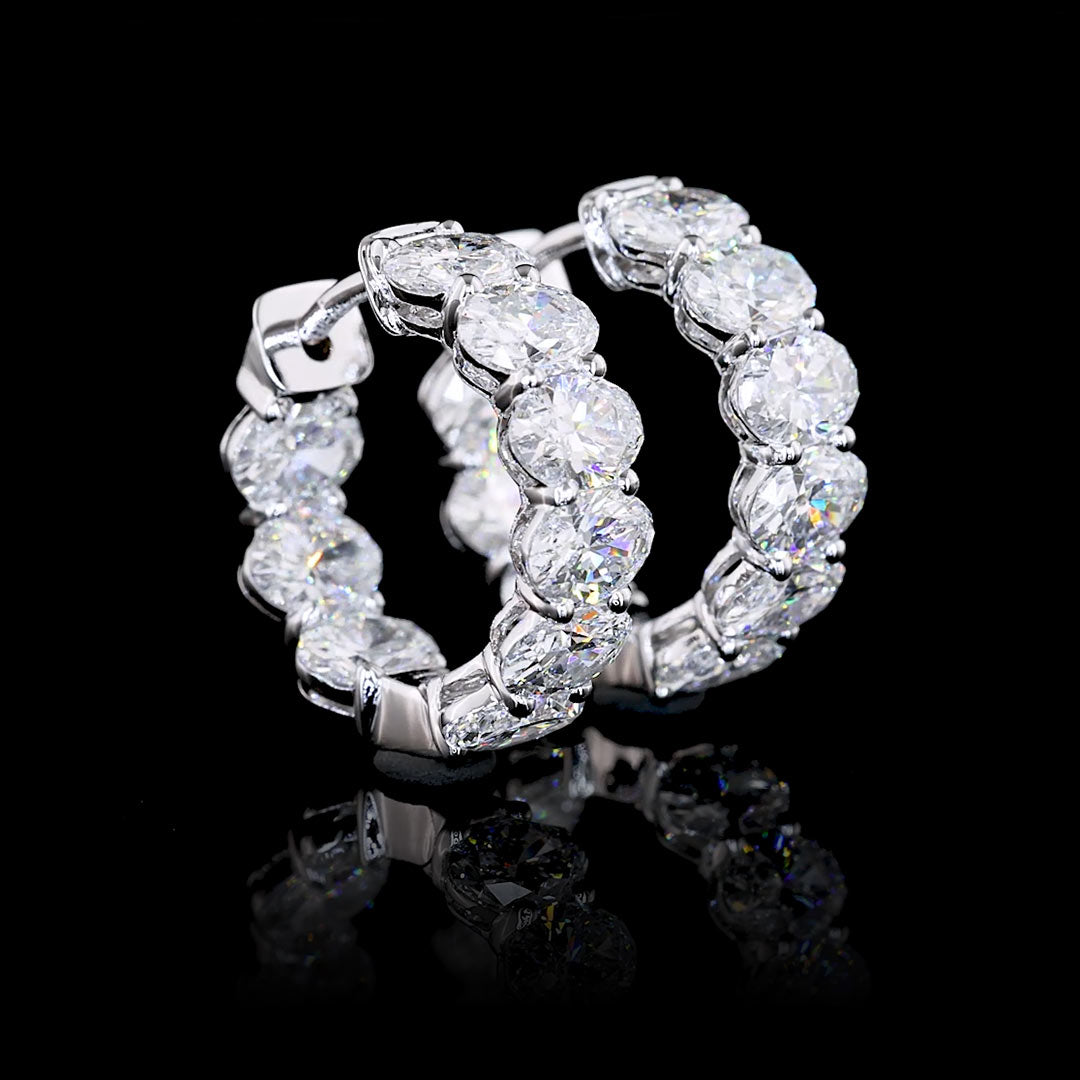 3 CTW East-West Oval Lab Grown Diamond Inside Out Huggie Earrings