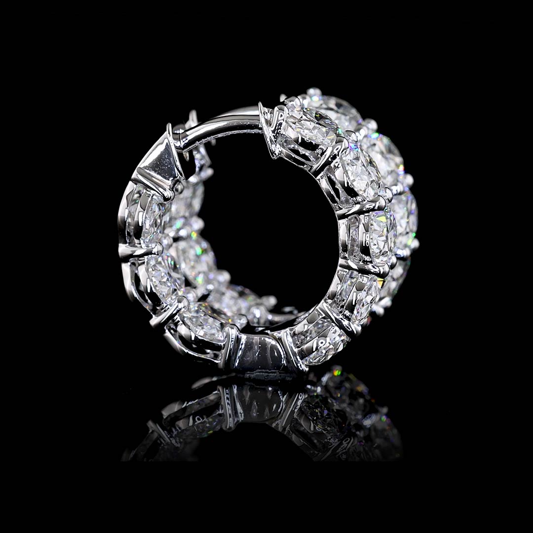 4 CTW East-West Oval Lab Grown Diamond Inside Out Huggie Earrings