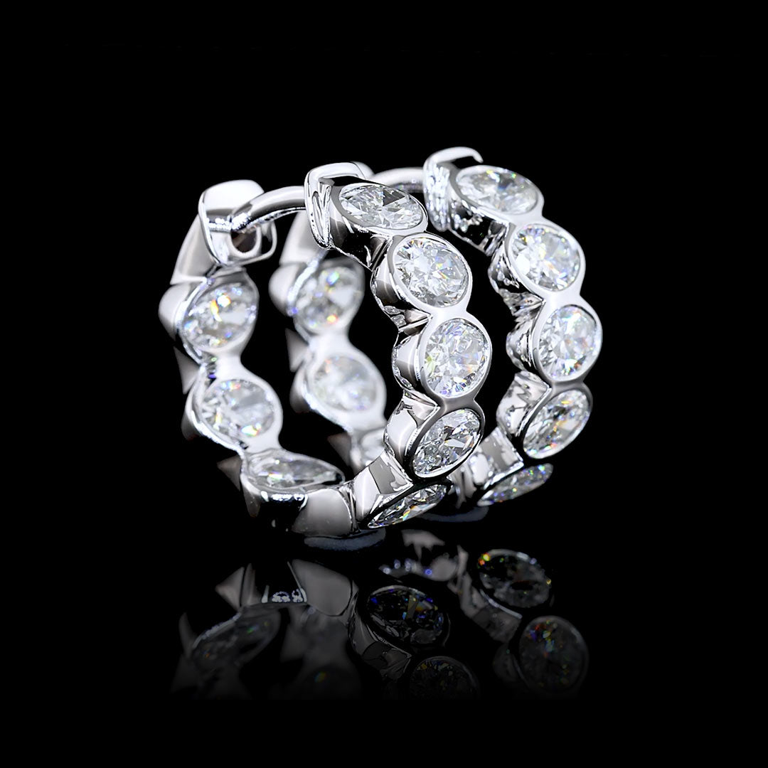 2 CTW East-West Oval Bezel Lab Grown Diamond Inside Out Huggie Earrings