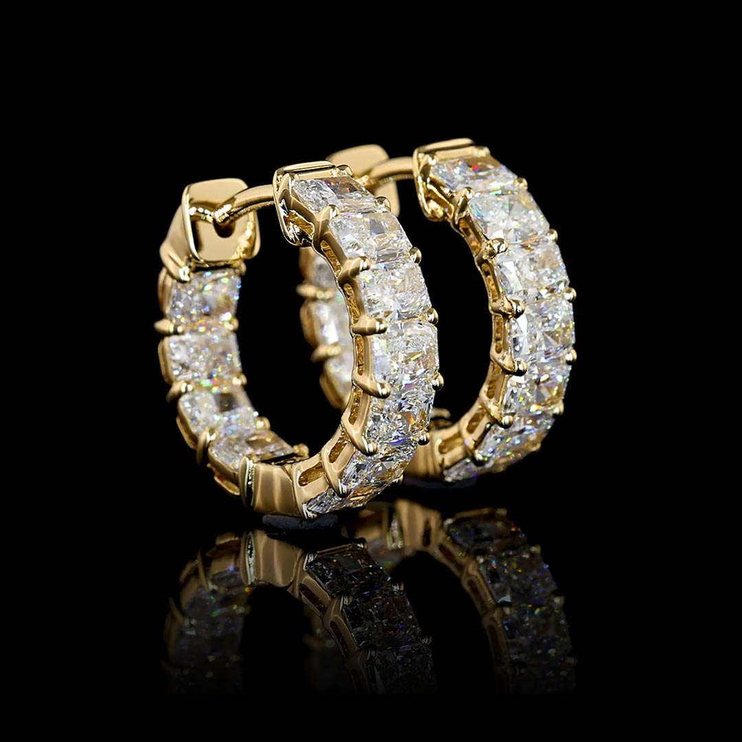 2 CTW East-West Radiant Lab Grown Diamond Inside Out Huggie Earrings