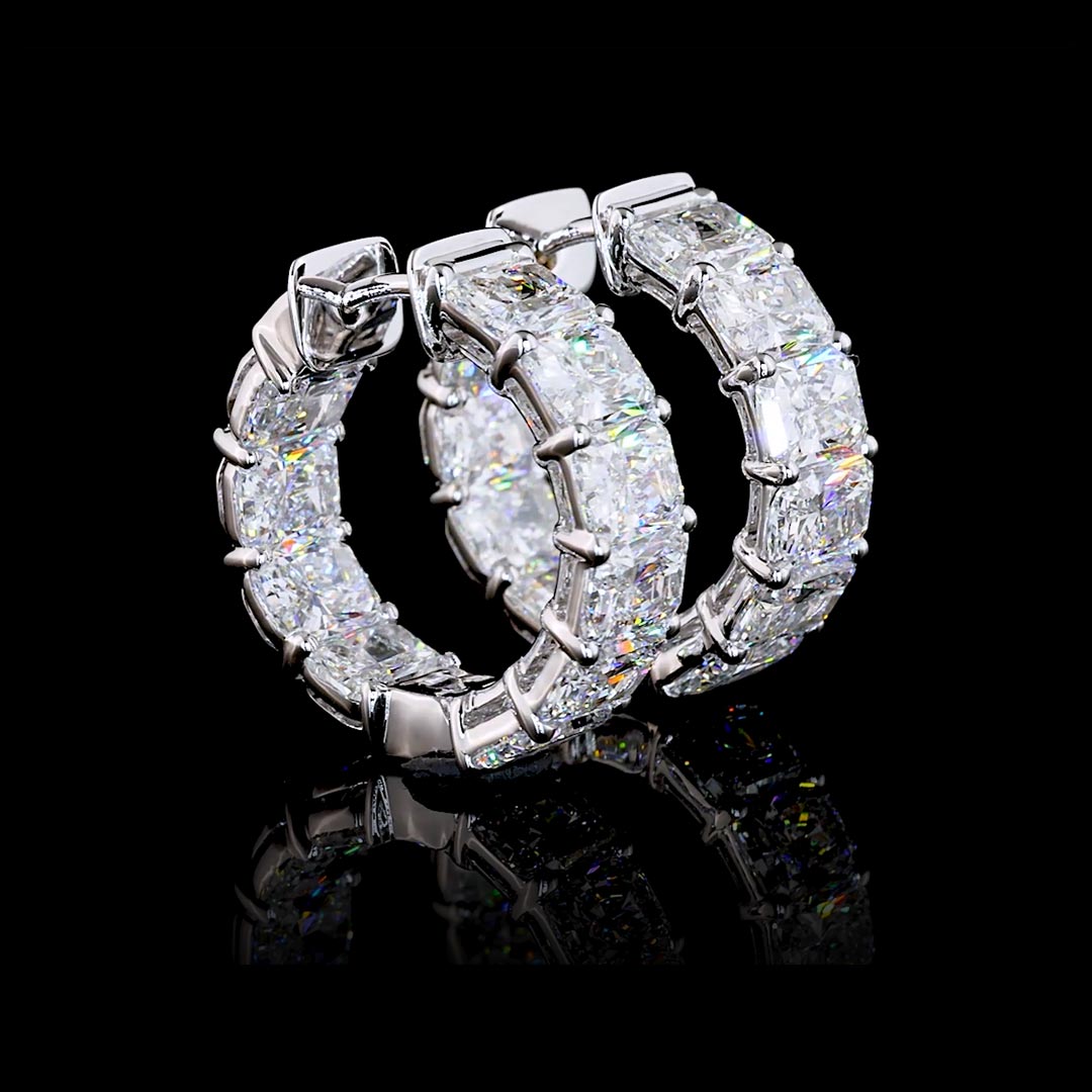 3 CTW East-West Radiant Lab Grown Diamond Inside Out Huggie Earrings