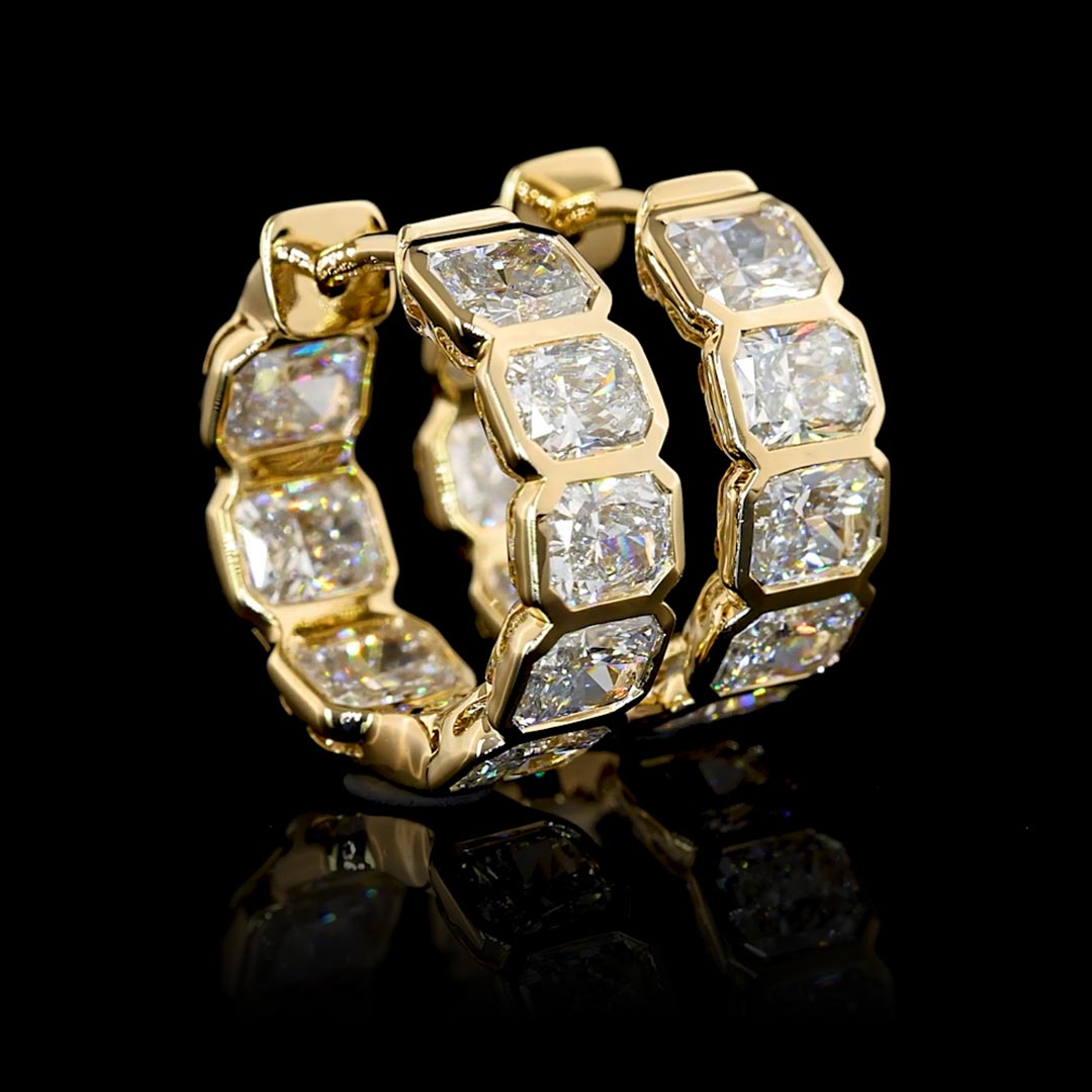 3 CTW East-West Radiant Bezel Lab Grown Diamond Inside Out Huggie Earrings