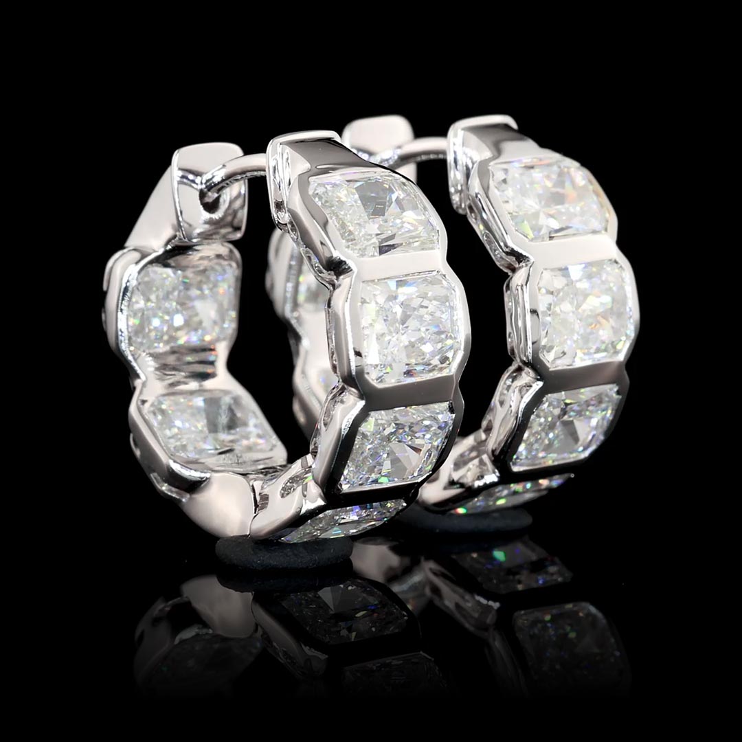 4 CTW East-West Radiant Bezel Lab Grown Diamond Inside Out Huggie Earrings