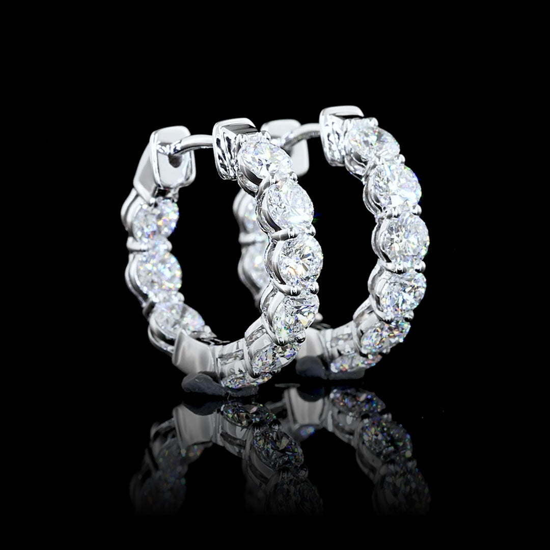 1.5 CTW Round Lab Grown Diamond Inside Out Huggie Earrings