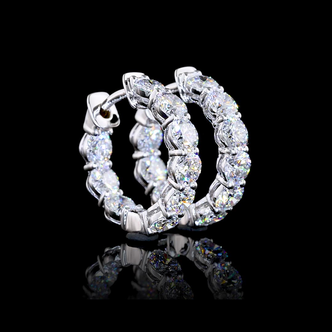 2 CTW Round Lab Grown Diamond Inside Out Huggie Earrings