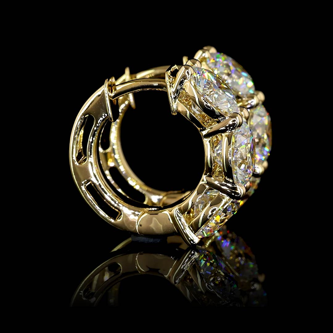 4.5 CTW Round 3 Stone Lab Grown Diamond Huggie Earrings