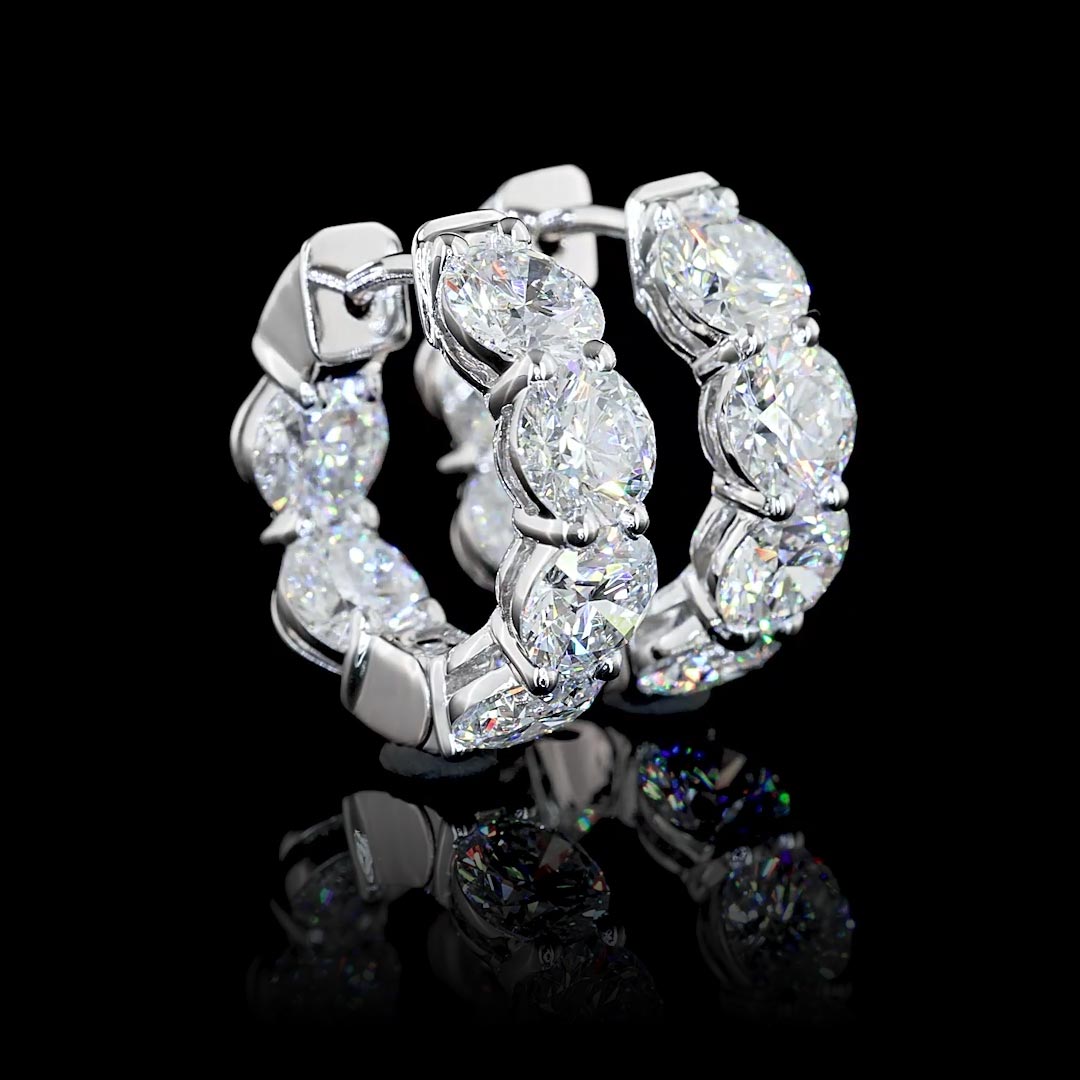 4 CTW Round Lab Grown Diamond Inside Out Huggie Earrings