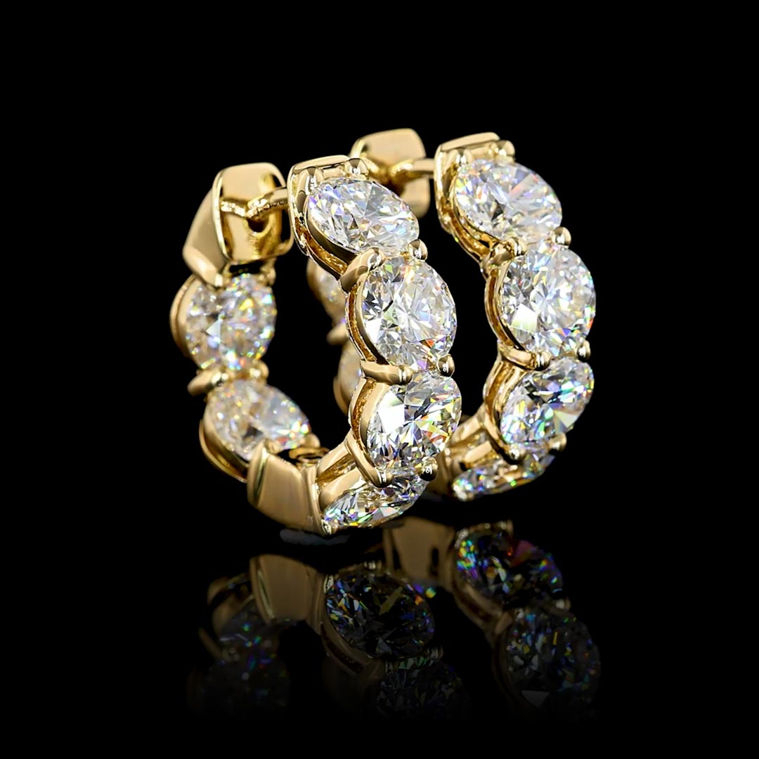 4 CTW Round Lab Grown Diamond Inside Out Huggie Earrings