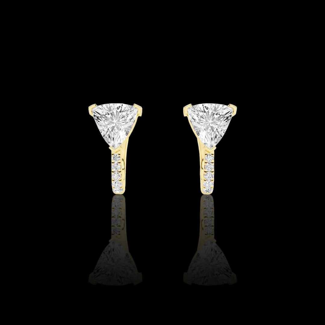 Trillion and Pave Lab Grown Diamond Huggie Earrings
