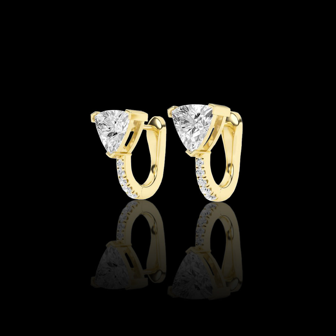 Trillion and Pave Lab Grown Diamond Huggie Earrings
