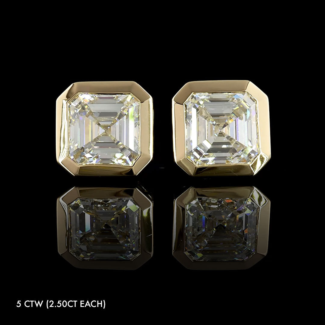 Lab Grown Diamond Asscher Bezel Studs