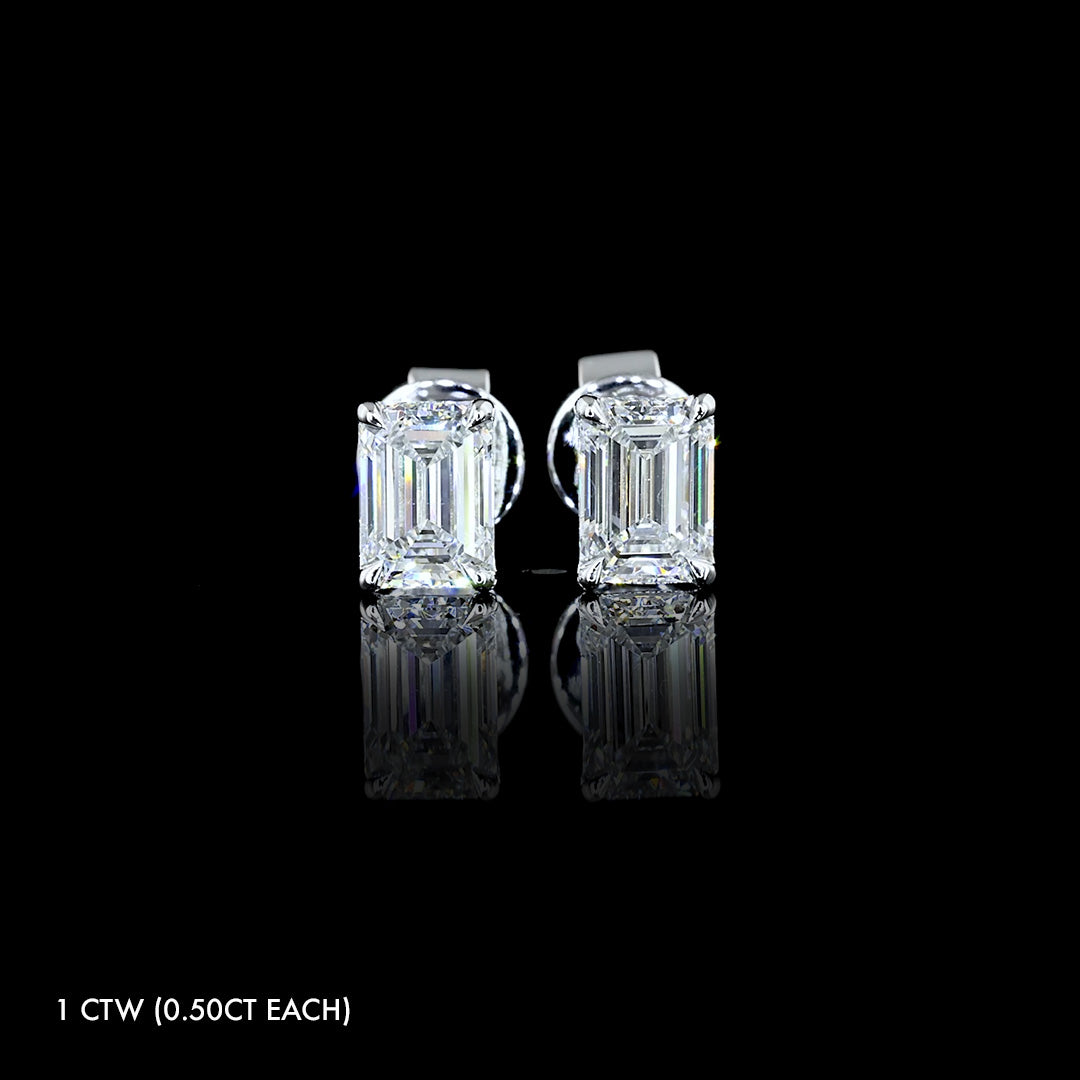 Petite Lab Grown Diamond Emerald Studs