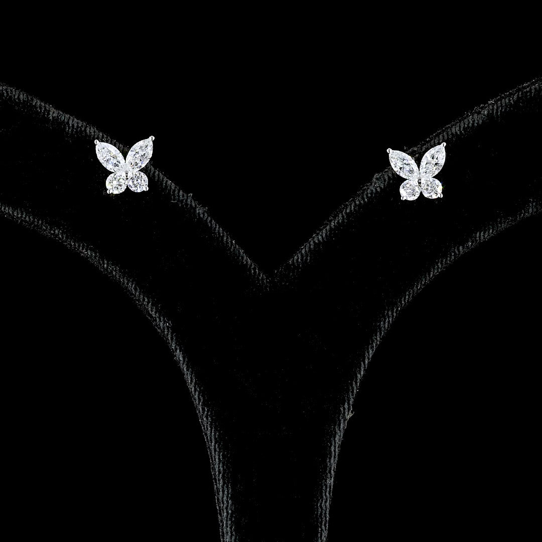 Petite Lab Grown Diamond Butterfly Stud Earrings