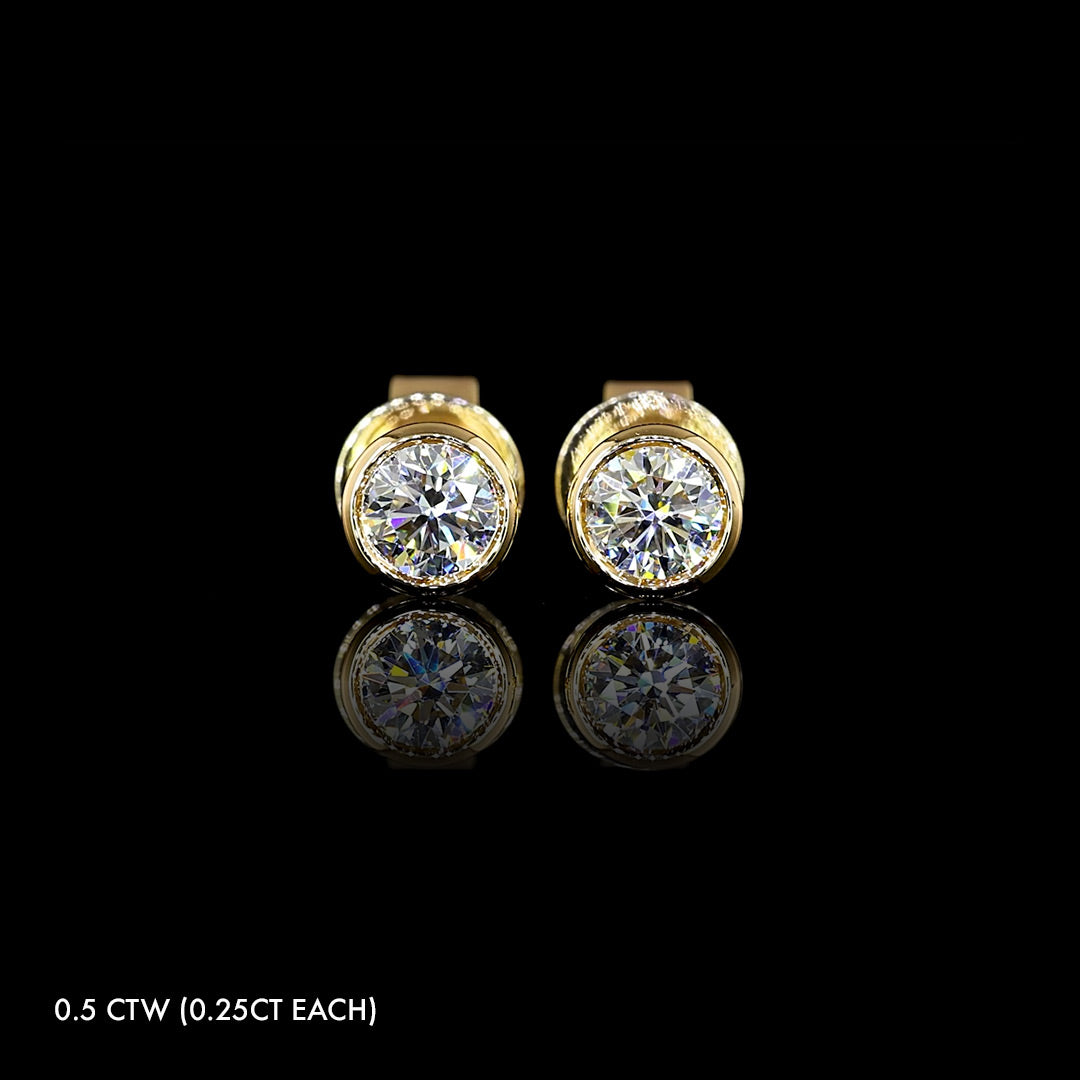 Mini Lab Grown Diamond Round Bezel Studs