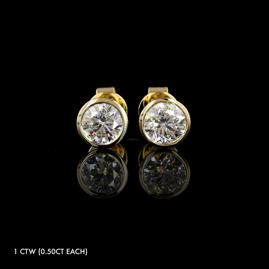 Petite Lab Grown Diamond Round Bezel Studs