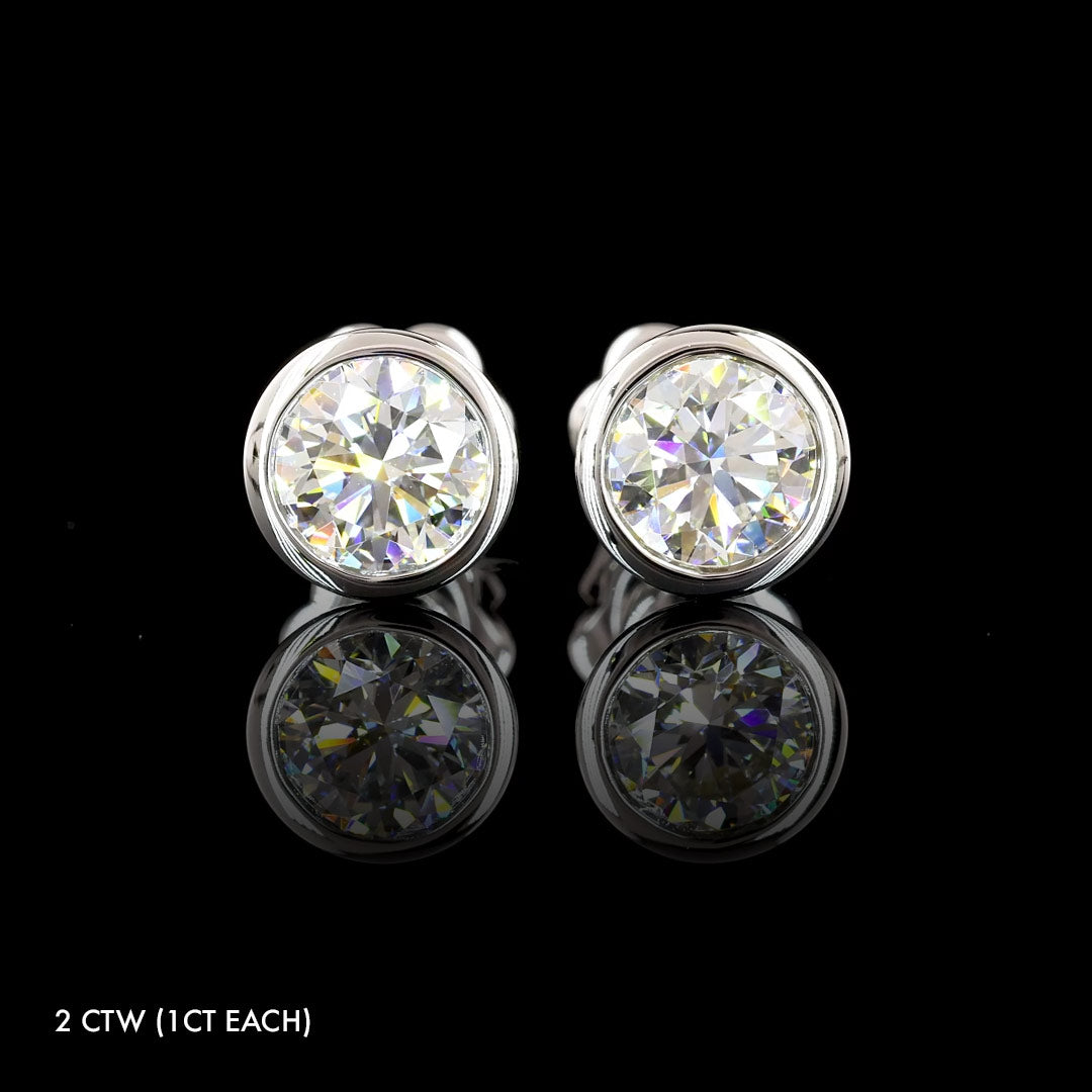Classic Lab Grown Diamond Round Bezel Studs