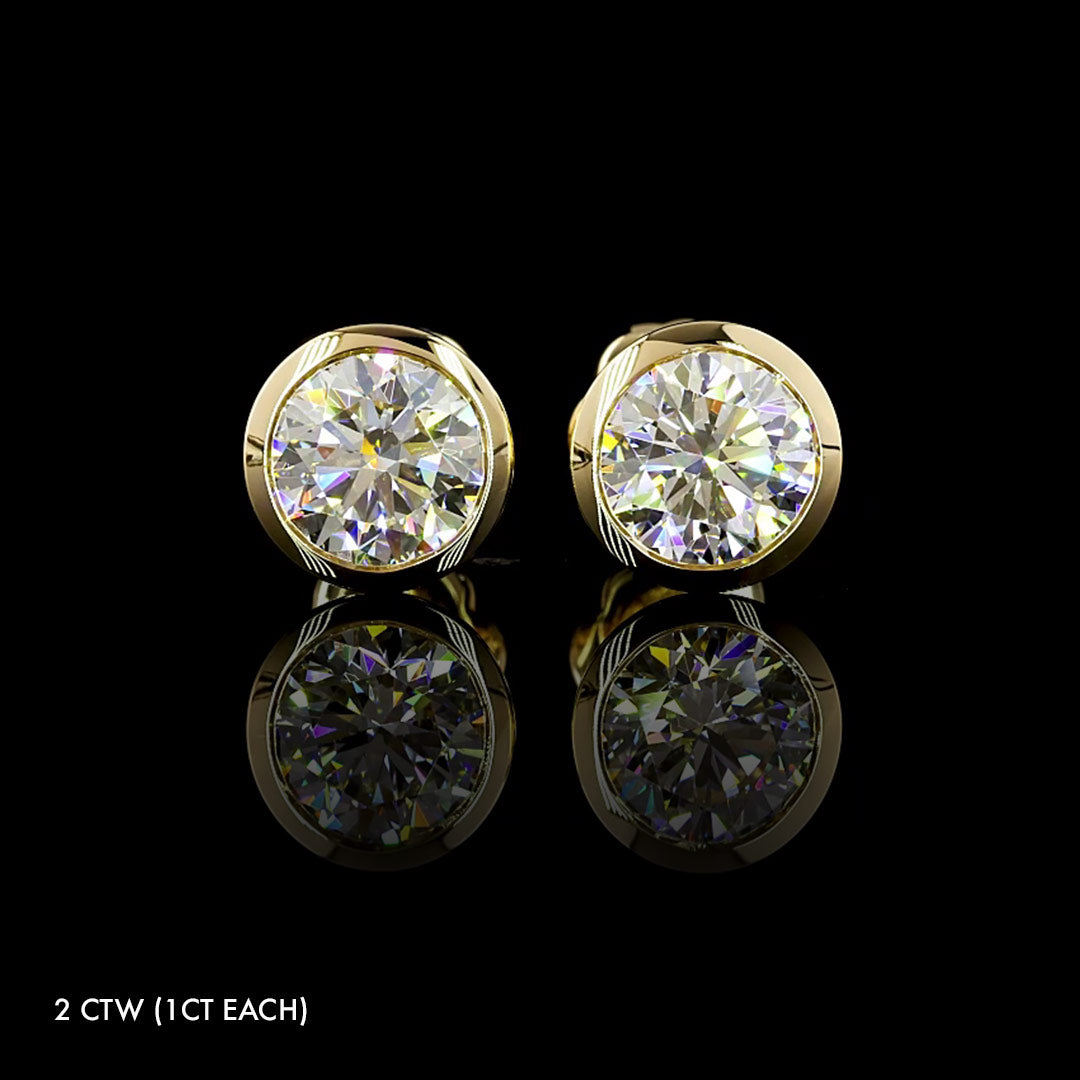 Classic Lab Grown Diamond Round Bezel Studs
