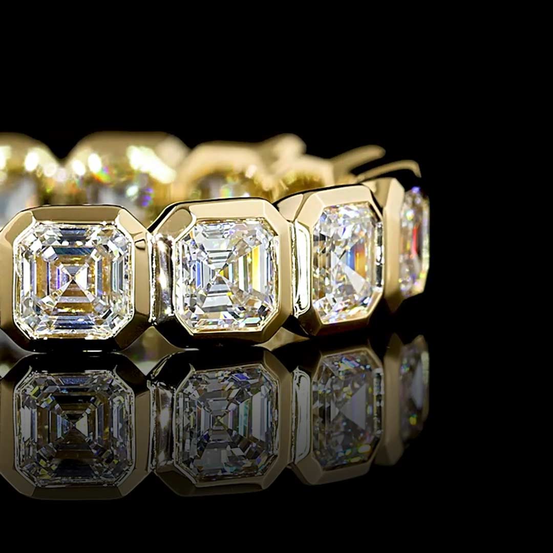 2 CTW Asscher Bezel Lab Grown Diamond Eternity Band