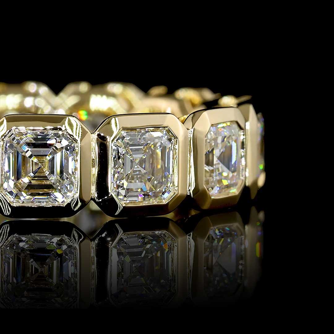 4 CTW Asscher Bezel Lab Grown Diamond Eternity Band