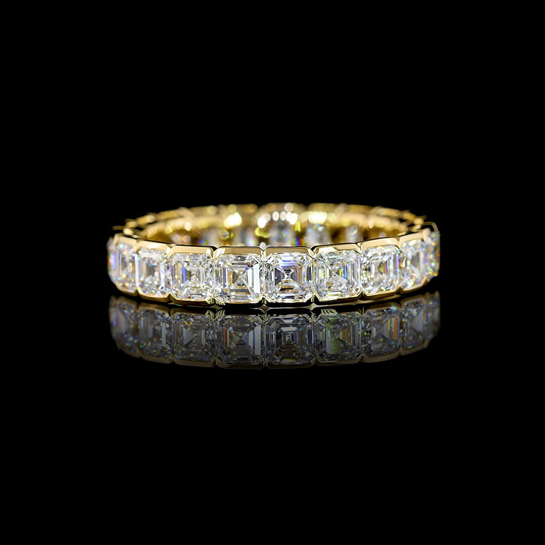 3 CTW Asscher Half Bezel Lab Grown Diamond Eternity Band