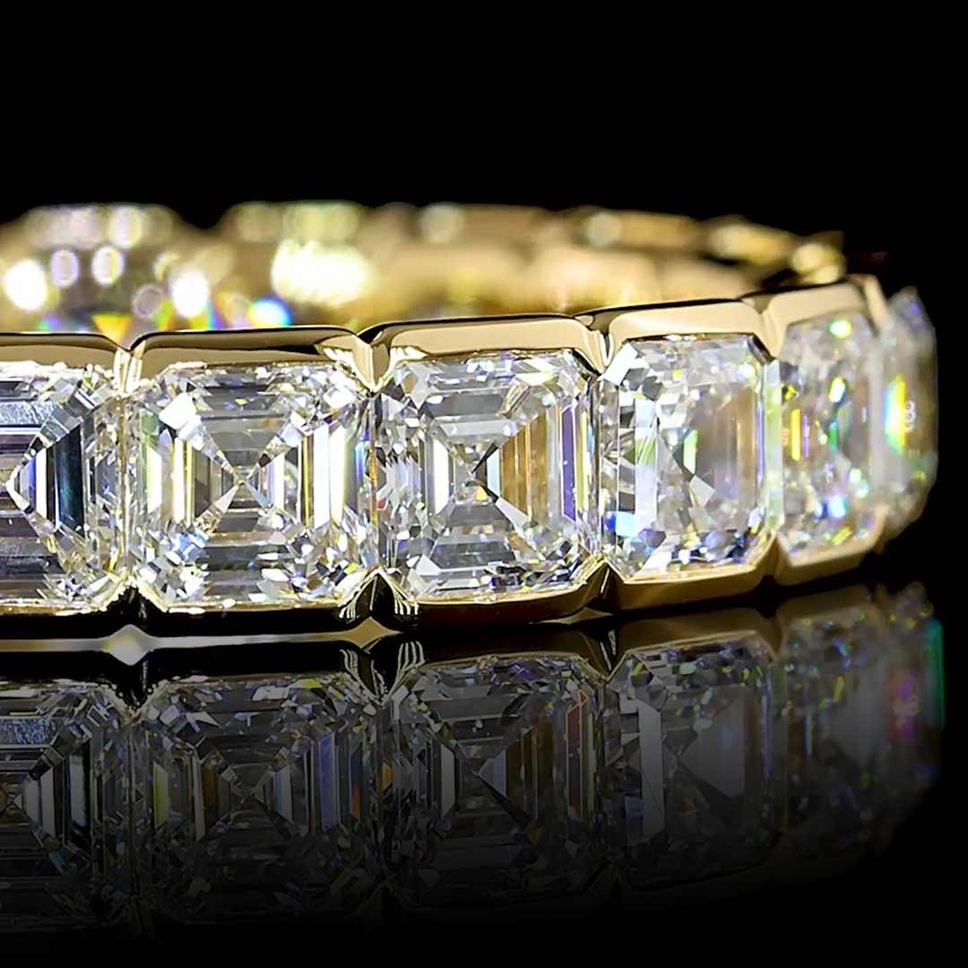 3 CTW Asscher Half Bezel Lab Grown Diamond Eternity Band
