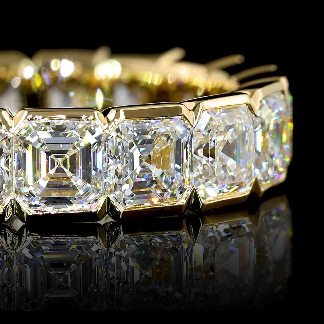 5 CTW Asscher Half Bezel Lab Grown Diamond Eternity Band