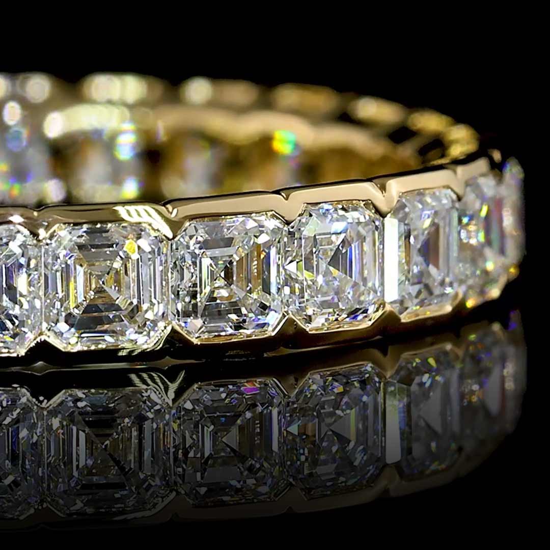 2 CTW Asscher Half Bezel Lab Grown Diamond Eternity Band