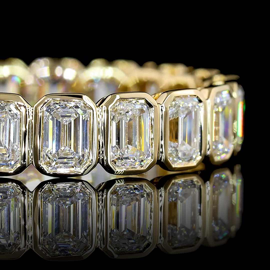 2 CTW Emerald Bezel Lab Grown Diamond Eternity Band