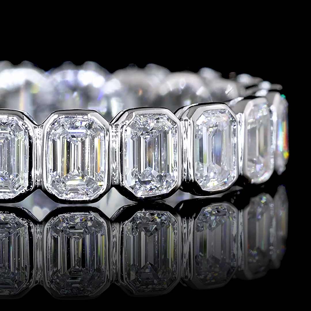 2 CTW Emerald Bezel Lab Grown Diamond Eternity Band