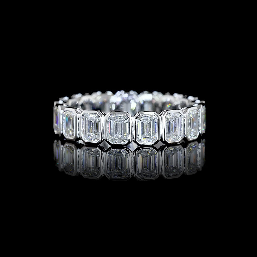 3 CTW Emerald Bezel Lab Grown Diamond Eternity Band