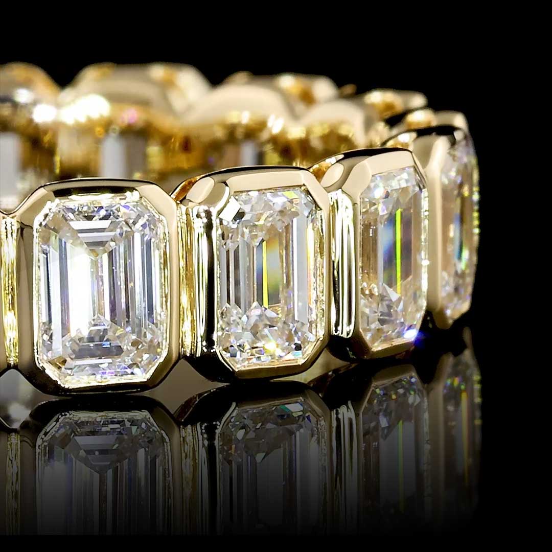 3 CTW Emerald Bezel Lab Grown Diamond Eternity Band